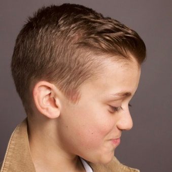 Side profile of a child's haircut, children's cut